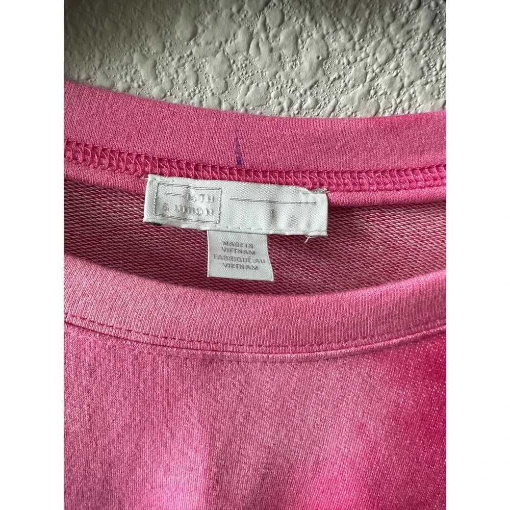 14th & Union Women's Tie Dye Drawstring Hem Shirt In Pink Orange - Picture 6 of 11